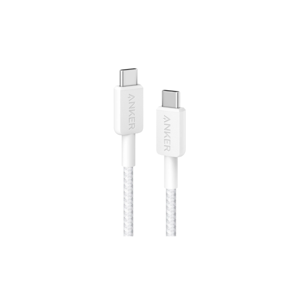 Дата кабель USB-C to USB-C 0.9m nylon 322 white Anker (A81F5H21/A81F5G21) - зображення 1