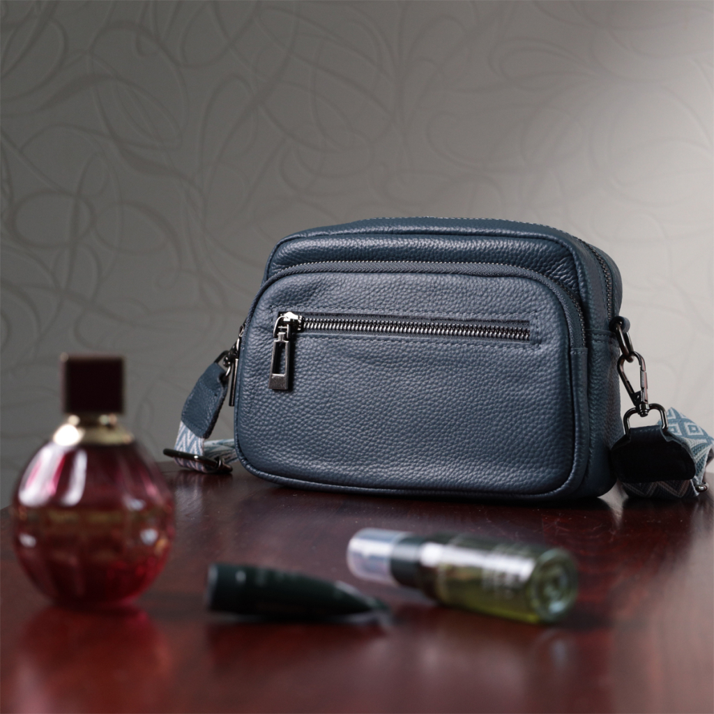 Сумка Vintage Жіноча з накладною кишенею з натуральної шкіри Синя (22641) - зображення 11