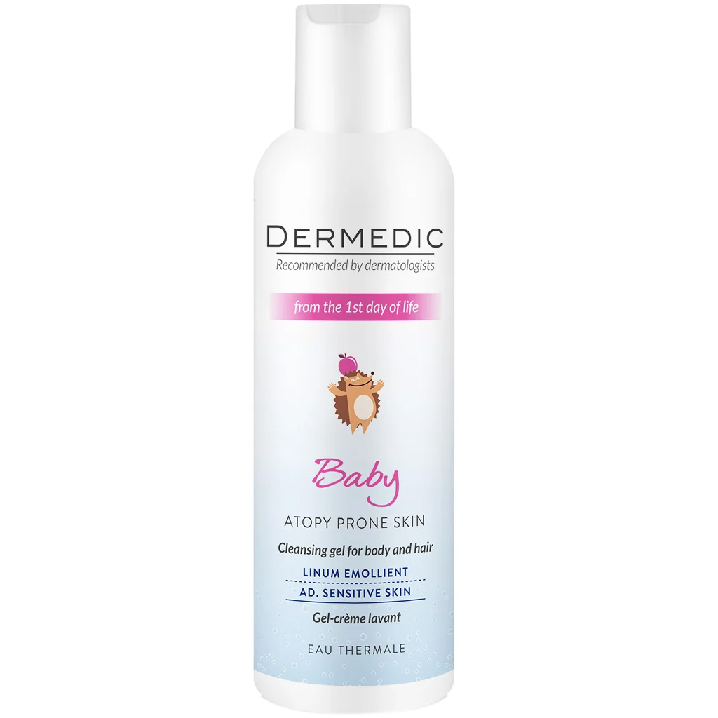 Дитячий гель для душу Dermedic Baby Linum Emollient Кремоподібний 2 в 1 з 1-го дня життя 200 мл (5901643170790) - зображення 1