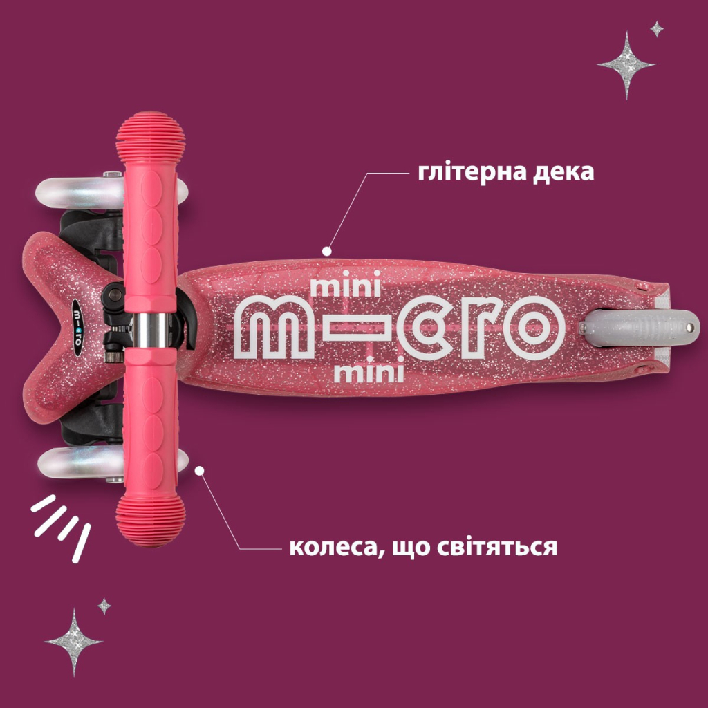 Самокат Micro Mini Deluxe Fairy Glitter LED Рожевий (MMD208) - изображение 5