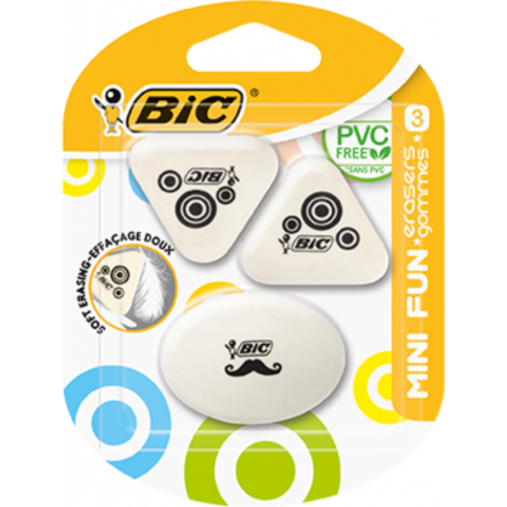 Гумка Bic Mini fun, 3 шт в блістері (bc927870) - изображение 1