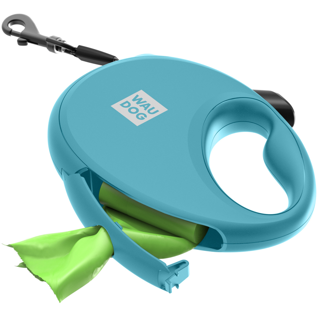 Повідець для собак WAUDOG R-leash з контейнером для пакетів S до 12 кг 3 м блакитний (26272) - зображення 4
