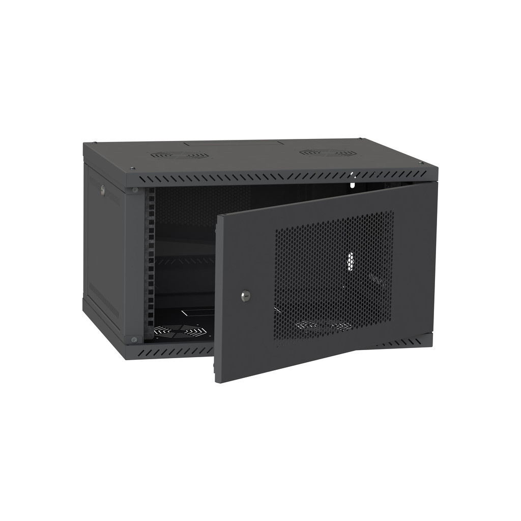 Шафа настінна Ipcom 6U, 600*450, перфоровані дверцята, RAL9005 (СН-6U-060х045-ДП-9005) - изображение 2