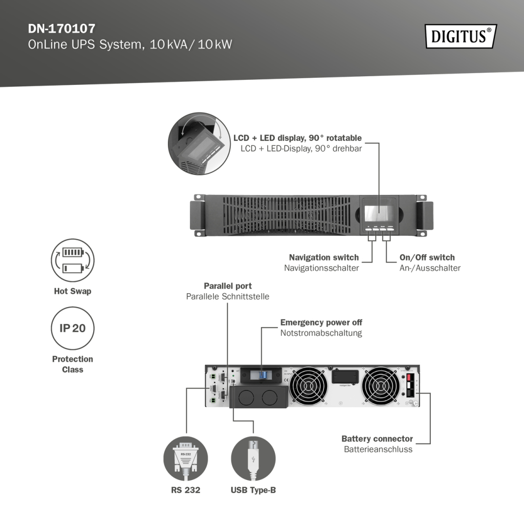 Пристрій безперебійного живлення Digitus 10000VA DN-170107 - зображення 6