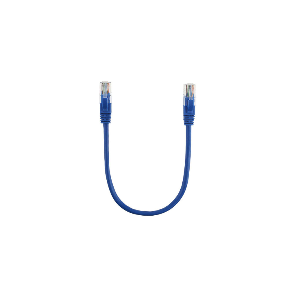 Патч-корд 0.3м, RJ-45, Cat.5e, CU, мідь, синій Ritar (PCR-CU/0.3Be / 00220) - зображення 1