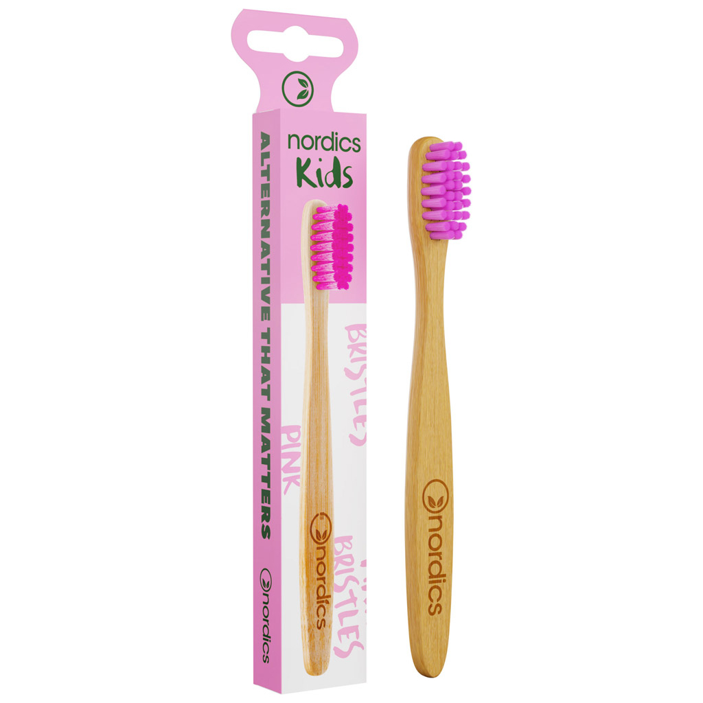 Дитяча зубна щітка Nordics Baby Moso з бамбука , рожев (3800500324050) - зображення 1