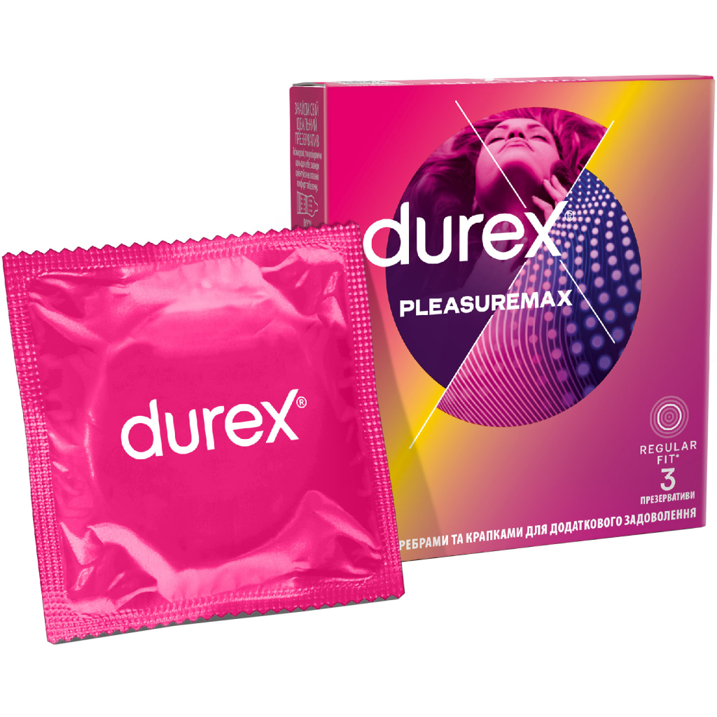 Презервативи Durex Pleasuremax з силіконовою змазкою з ребрами та крапками 3 шт. (5038483203989) - изображение 1