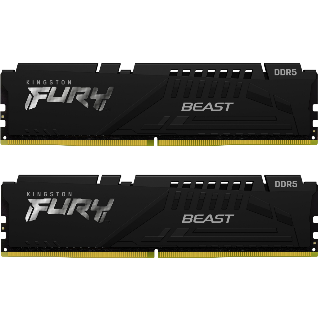Модуль пам'яті для комп'ютера DDR5 16GB (2x8GB) 4800 MHz Beast Black Kingston Fury (ex.HyperX) (KF548C38BBK2-16) - зображення 1