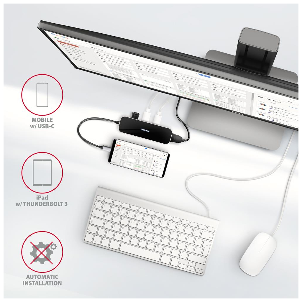 Концентратор AXAGON USB-C 6-in-1 to 4xUSB-A 5Gbps + 1xUSB-C PD100W + HDMI 4K30Hz 0.2m aluminum (HMC-6H4A) - зображення 5