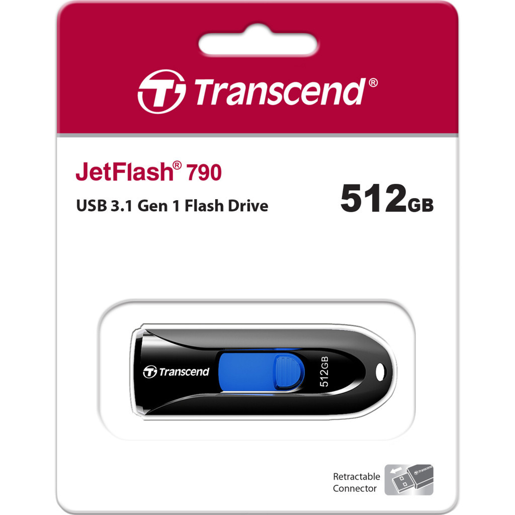 USB флеш накопичувач Transcend 512GB JetFlash 790 Black USB 3.1 (TS512GJF790K) - зображення 4