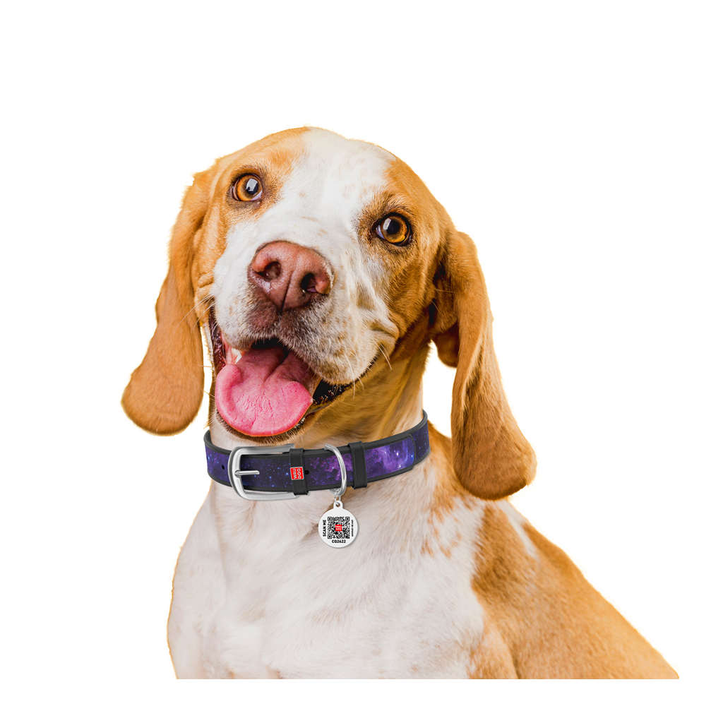 Нашийник для тварин WAUDOG Design з QR-паспортом "NASA21" Ш 15 мм Д 26-35 см чорний (3603-0148-01) - зображення 4