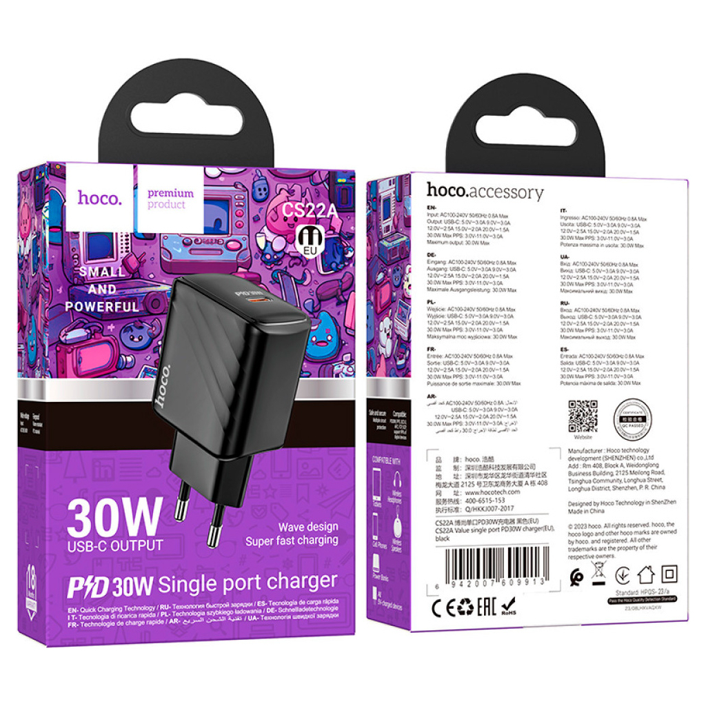 Зарядний пристрій HOCO CS22A Value USB-C PD30W Black (6942007609913) - зображення 6