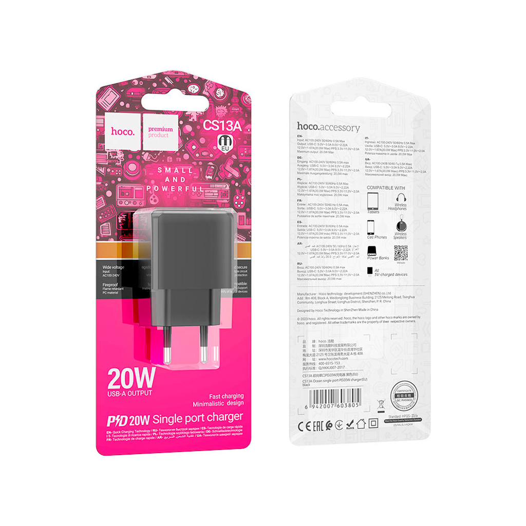 Зарядний пристрій HOCO CS13A Ocean USB-C PD20W Black (6942007603805) - зображення 5