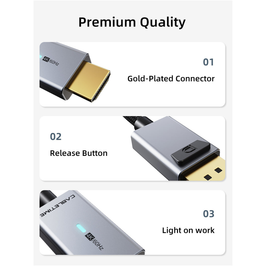 Кабель мультимедійний DisplayPort M to HDMI M 3.0m 4K60Hz Cabletime (CA915330) - зображення 5