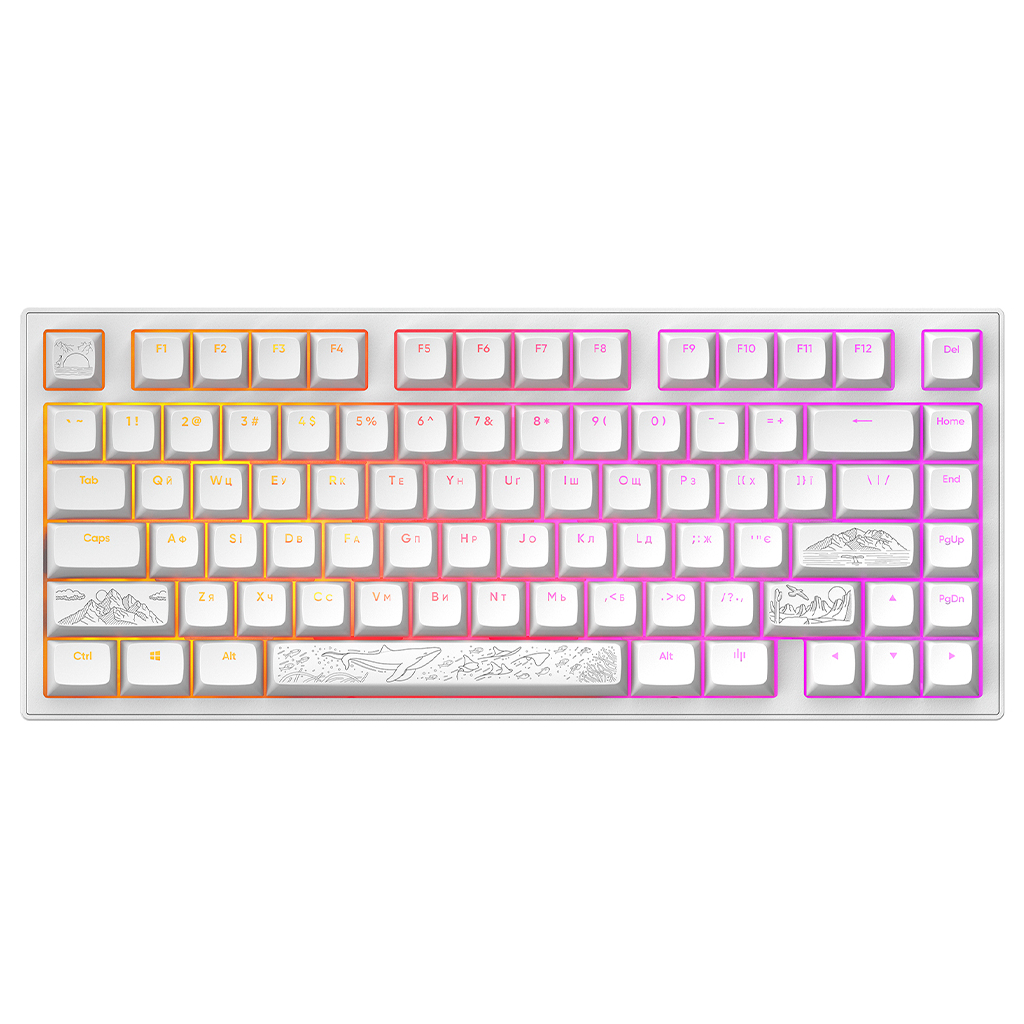 Клавіатура Dark Project ALU81 Terra Nostra PBT RGB Mech G3MS Moonstone White (DPKB_NOSTRA_81_ANSI_WHITE_UA) - зображення 2