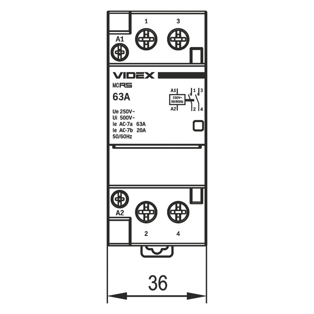 Контактор Videx 2п 63А 2НВ VF-RS-MC2O-63 RESIST - зображення 5