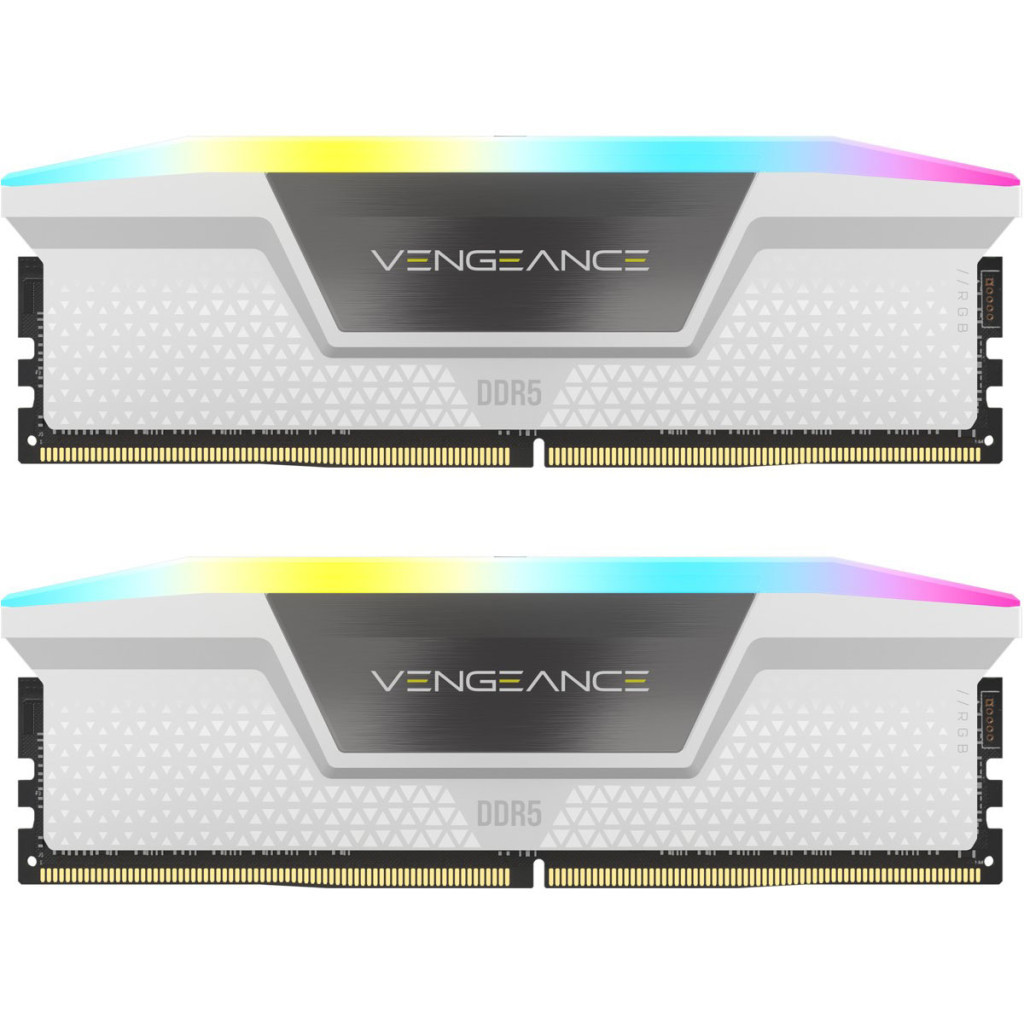 Модуль пам'яті для комп'ютера DDR5 32GB (2x16GB) 6000 MHz Vengeance RGB White Corsair (CMH32GX5M2E6000C36W) - зображення 1
