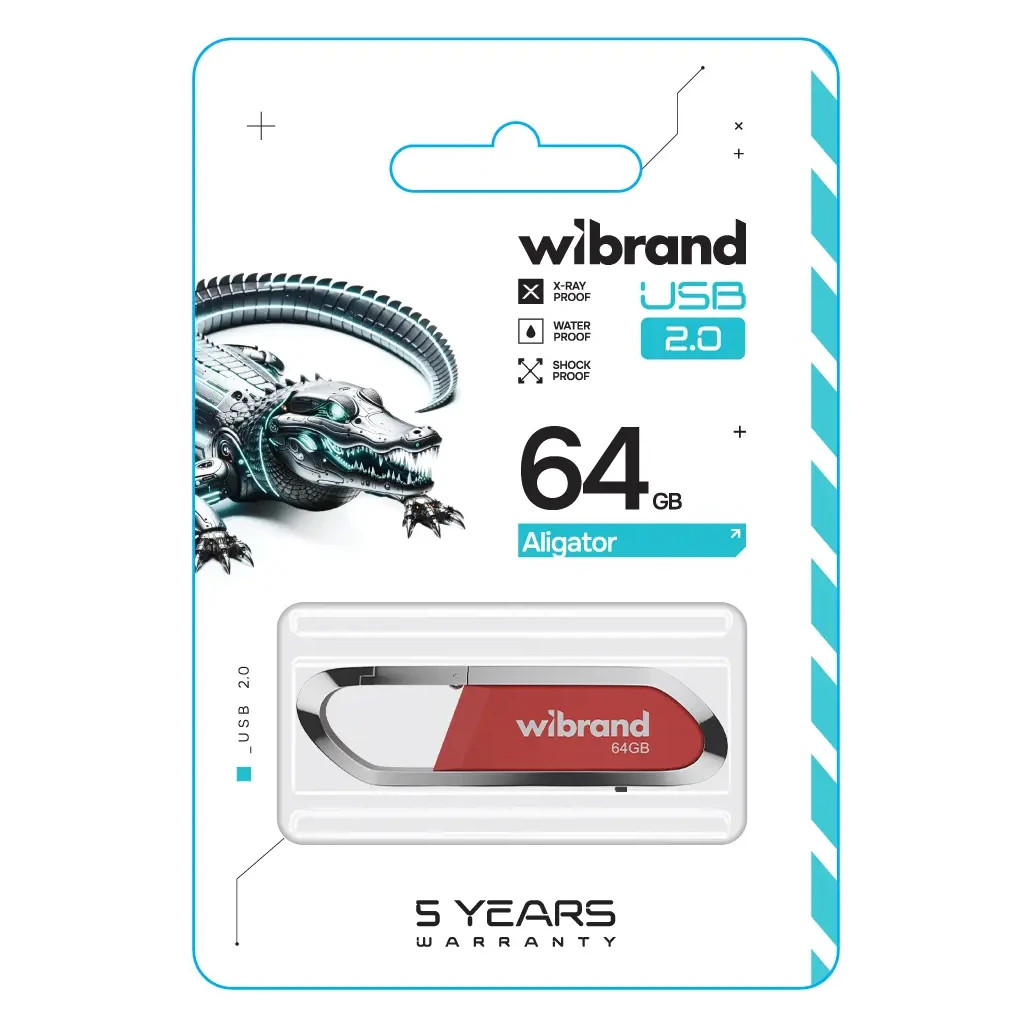 USB флеш накопичувач Wibrand 64GB Aligator Red USB 2.0 (WI2.0/AL64U7DR) - зображення 2