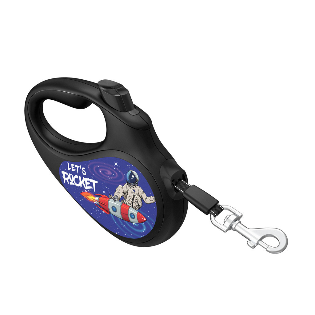 Повідець для собак WAUDOG R-leash "Ракета" світловідбивна стрічка L до 50 кг 5 м чорний (8126-0125-01) - зображення 5