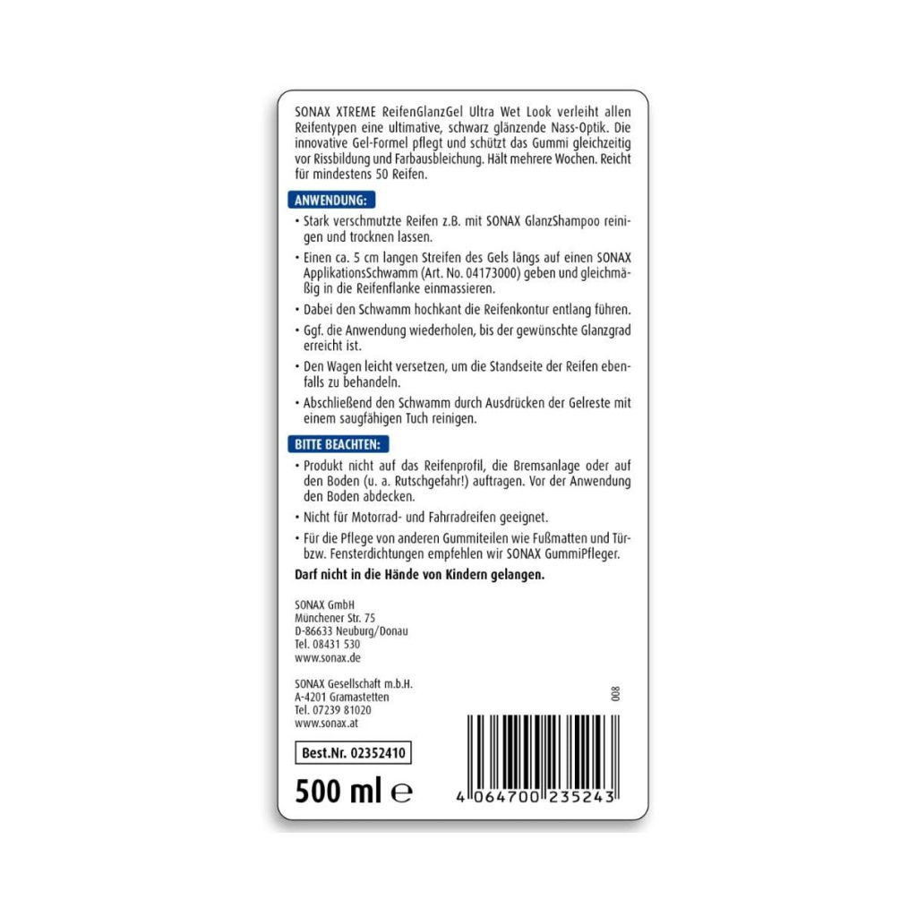 Автомобільний очисник Sonax шин глянцеве XTREME Reifen Glanzgel 500 мл (235241) - изображение 5