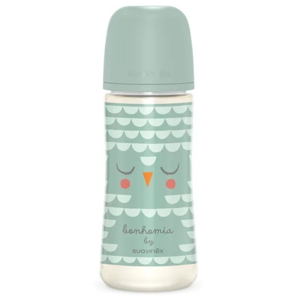 Пляшечка для годування Suavinex Bonhomia, повільний потік, 360 мл, зелена (307838) - зображення 1