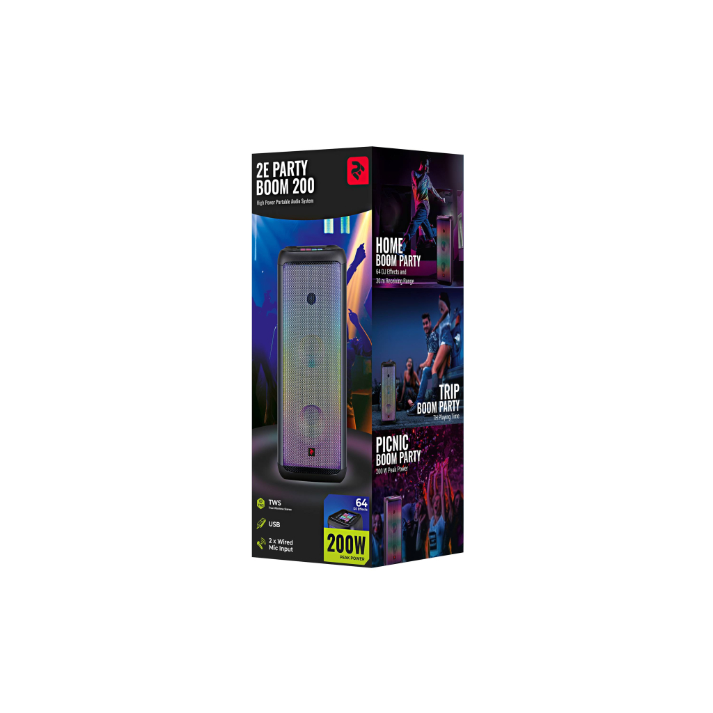 Акустична система 2E Party Boom 200 TWS USB Full LED DJ Effects, Wireless (2E-DSPB200W) - зображення 2