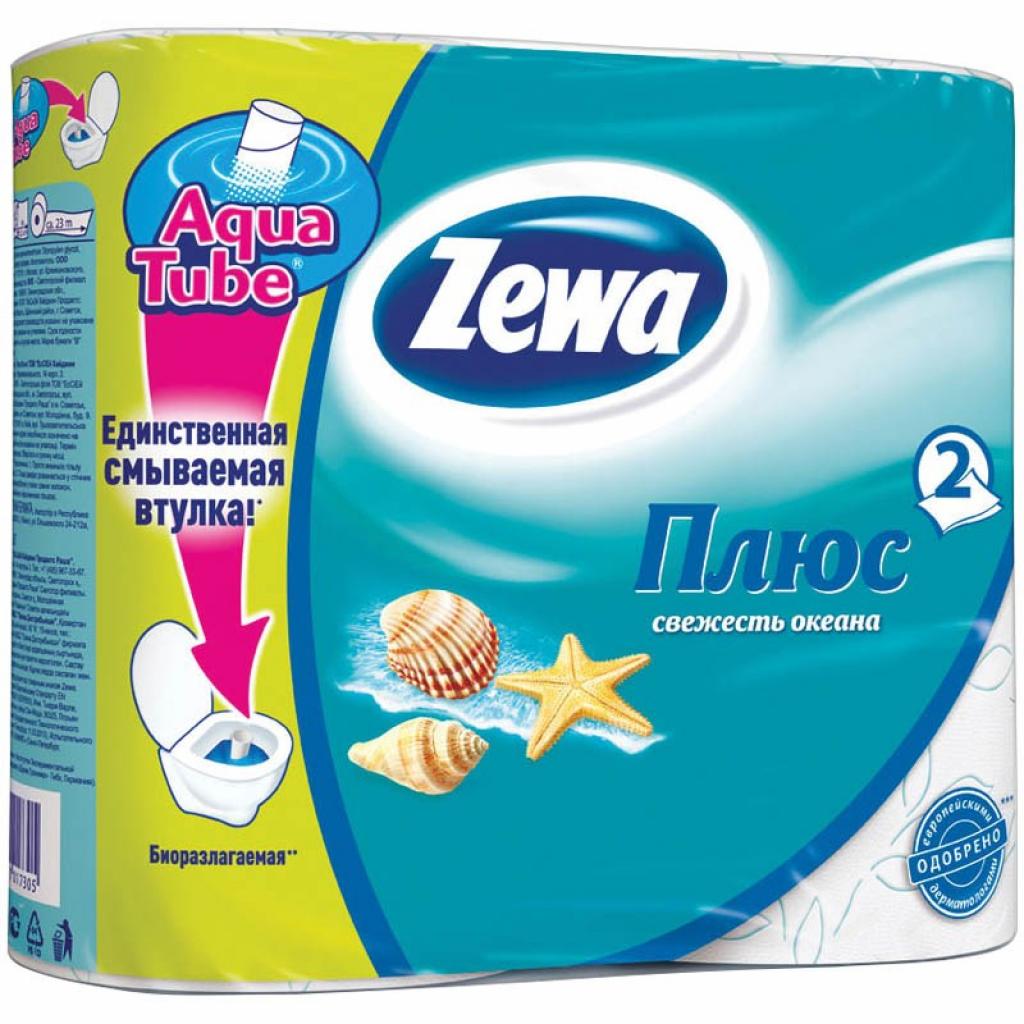 Туалетний папір Zewa Plus 2-шарова Свіжість океану Блакитна 4 шт. (4605331017305) - зображення 1