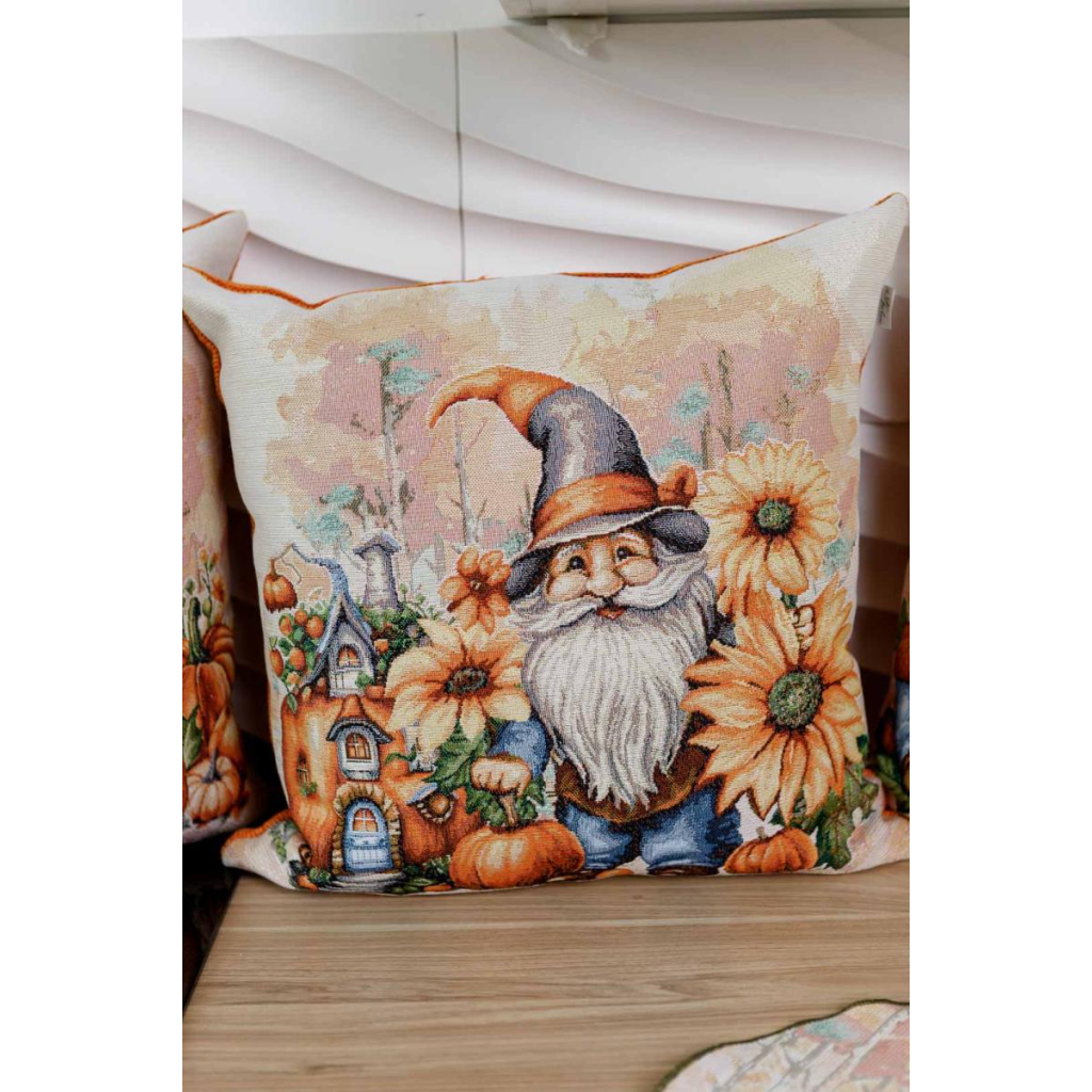 Наволочка Прованс гобеленова декоративна Гарбузові гноми з будиночком 45х45 (036214) - зображення 2