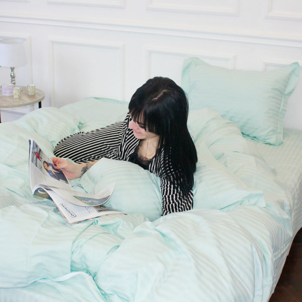 Постільна білизна MirSon Satin Stripe 30-0013 Azure 160х220 Сімейна (2200005252437) - зображення 8