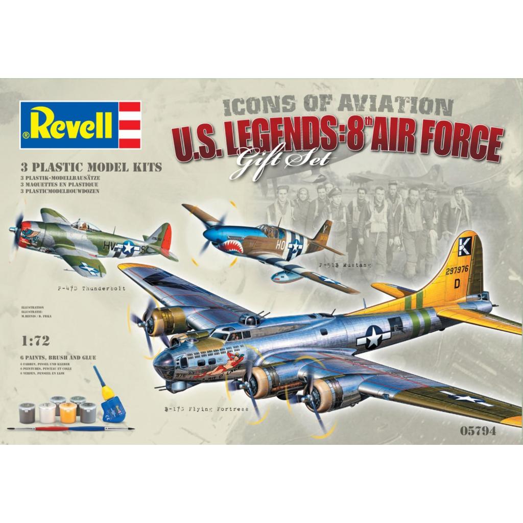 Збірна модель Revell Літаки Flying Legends 8th USAAF (B-17G P-47D P-51B) 1:72 (5794) - зображення 1
