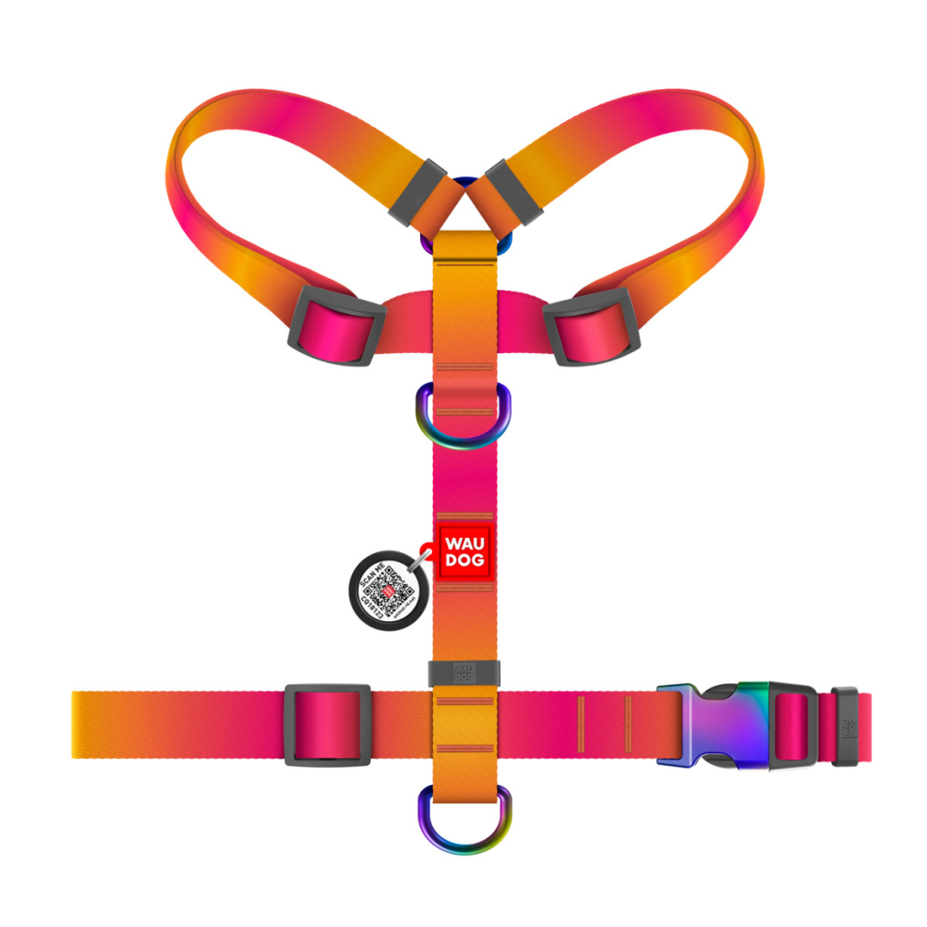 Шлея для собак WAUDOG Nylon Recycled анатомічна H-подібний L помаранчева (46544) - зображення 2