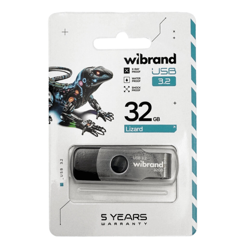 USB флеш накопичувач Wibrand 32GB Lizard Black USB 3.2 (WI3.2/LI32P9B) - зображення 3