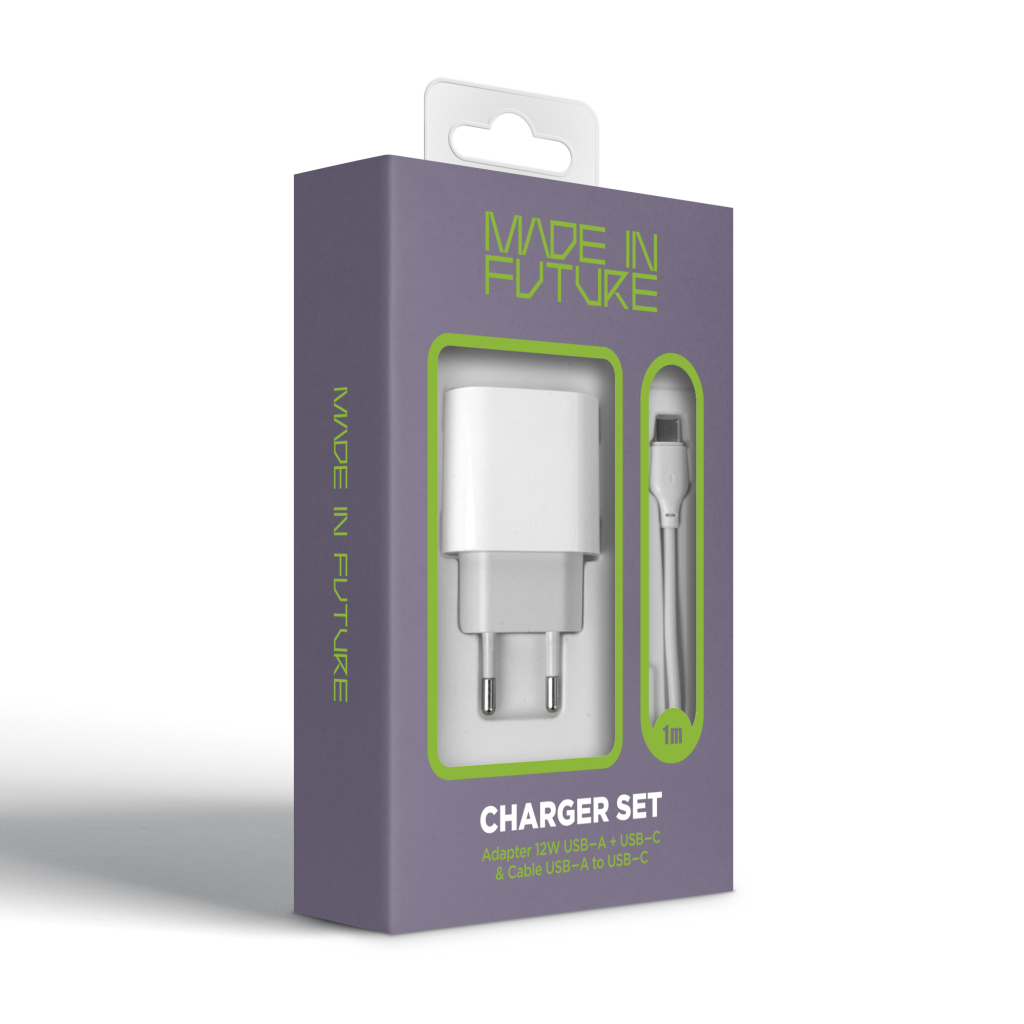 Зарядний пристрій MadeInFuture MFS12 12W 1xUSB-A + 1xUSB-C + cable USB-A to USB-C White (MIF82822) - зображення 7