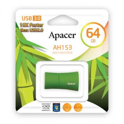 USB флеш накопичувач Apacer 64GB AH153 Green RP USB 3.0 (AP64GAH153G-1) - зображення 5
