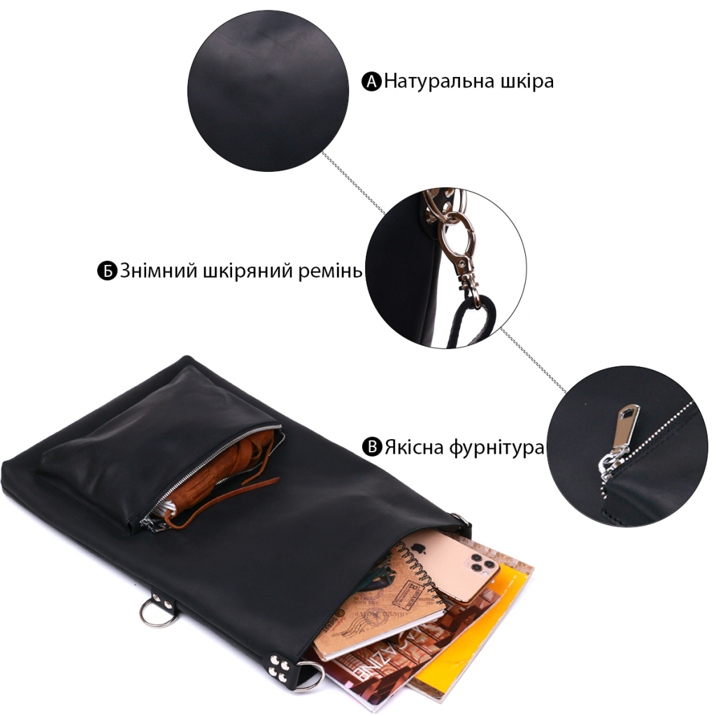 Сумка Shvigel Вінтажна Чорна (16338) - зображення 4