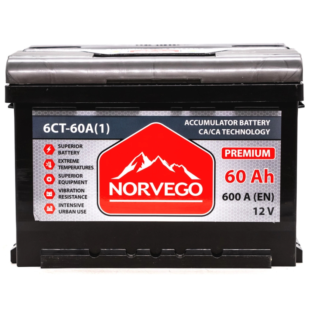 Акумулятор автомобільний NORVEGO ВЕСТА Premium 60A +лів (1) (600 пуск) - зображення 1