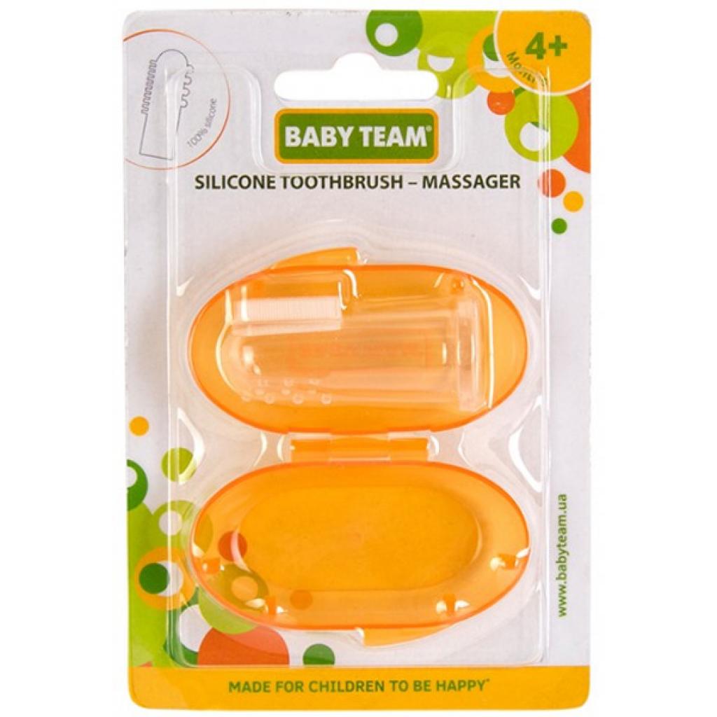 Дитяча зубна щітка Baby Team силіконова щітка-масажер з контейнером (7200_оранжевый) - зображення 2