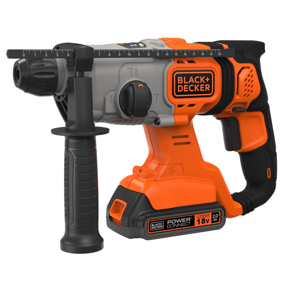 Перфоратор Black&Decker SDS-Plus,18 В, 2Ah, 1.2 Дж, 3 режими, сумка, 2.2 кг (BCD900D1S) - изображение 2