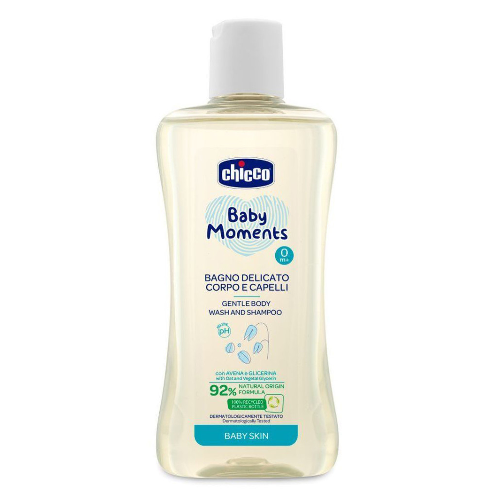 Дитячий шампунь Chicco Baby Moments 200 мл Ніжний гель-шампунь для тіла та волосся (10593.00) - зображення 1