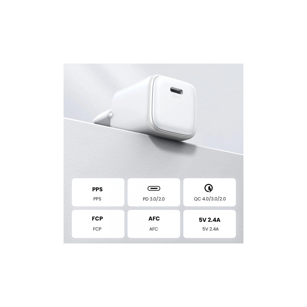 Зарядний пристрій Ugreen CD319 Nexode Mini USB-C PD30W GaN White (15326) - зображення 5