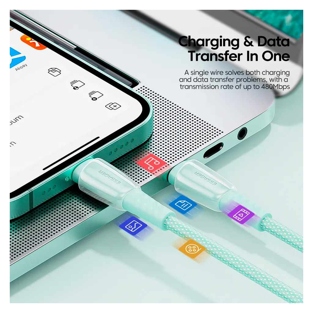 Дата кабель USB-C to Lightning 3.0m 3A white Essager (EXCTL-CHC02) - зображення 3