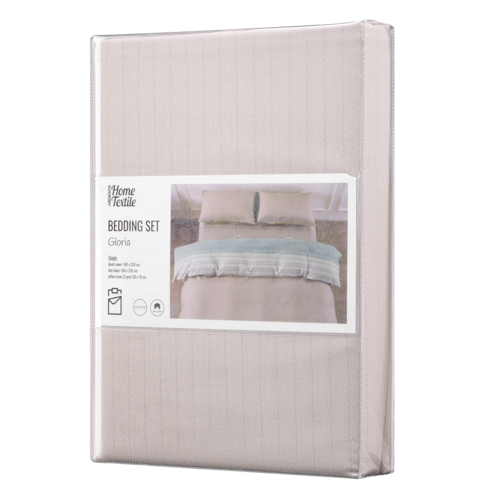 Постільна білизна Ardesto Gloria сатин смужки, коричневий полуториний євро 160х220 (ART1622RB) - зображення 1