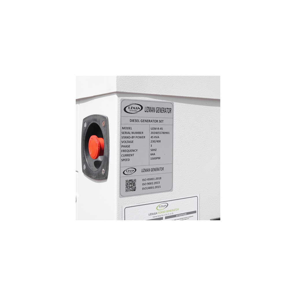 Генератор UZMAN IYI-R-44 дизельний Ricardo K4102ZD 44 KVA/35KW, трифазний 230/400V, 50Hz, 100 л, 2200x900x1200 м (IYI-R-44) - зображення 2