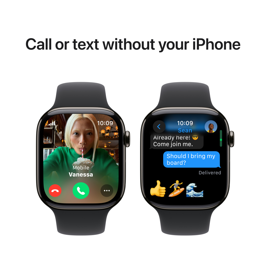 Смарт-годинник Apple Watch Series 10 GPS + Cellular 46mm Slate Titanium Case with Black Sport Band - S/M (MWYD3QH/A) - зображення 7