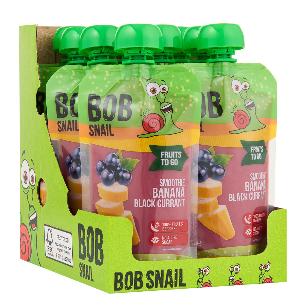 Дитяче пюре Bob Snail Смузі Банан-Чорна Смородина 120 г (4820219346371) - изображение 2