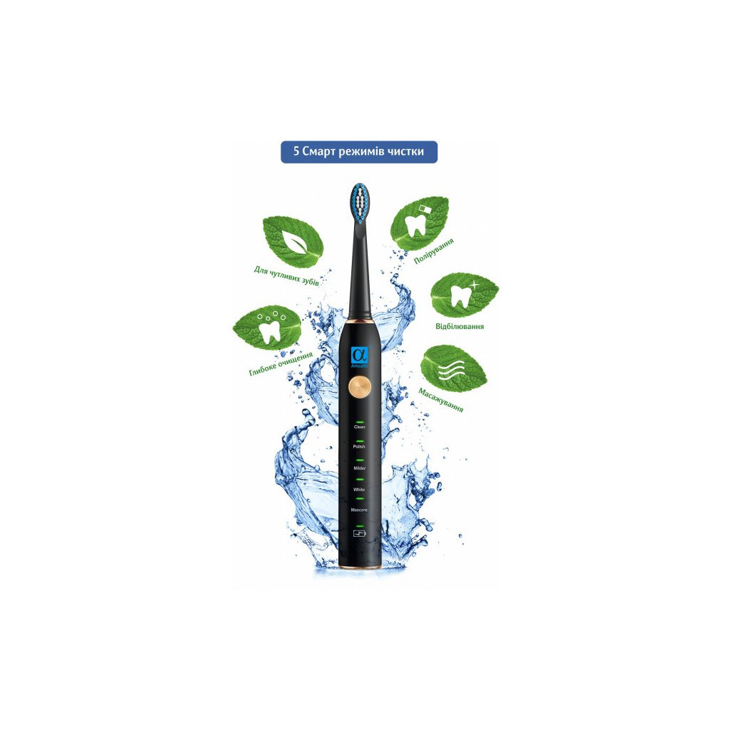 Електрична зубна щітка AHealth SMART SONIC SMILE 1 black (AHsss1b) - зображення 2