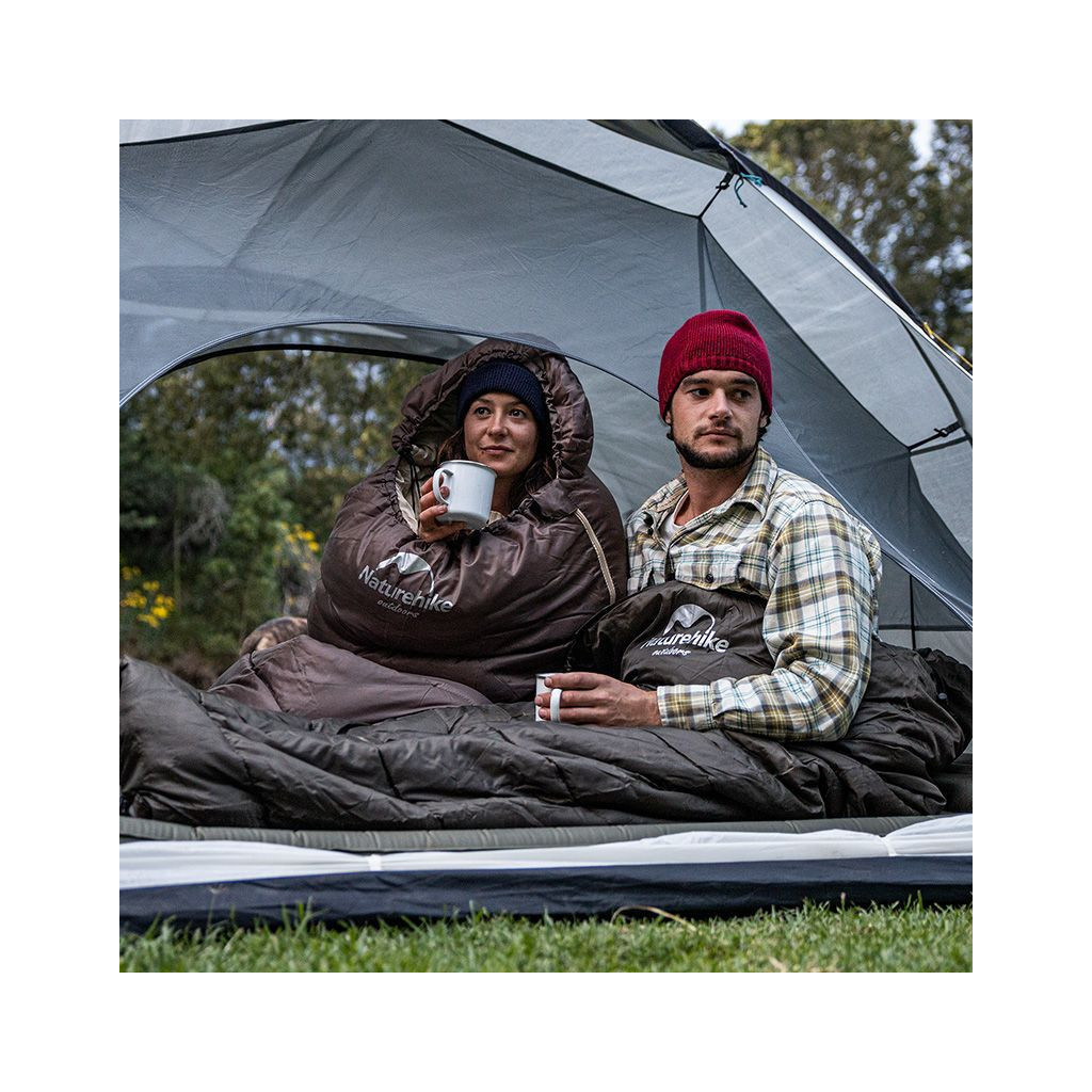 Спальний мішок Naturehike з капюшоном U250 NH20MSD07 (6°C) лівий, коричневий (6927595767207-L) - зображення 6