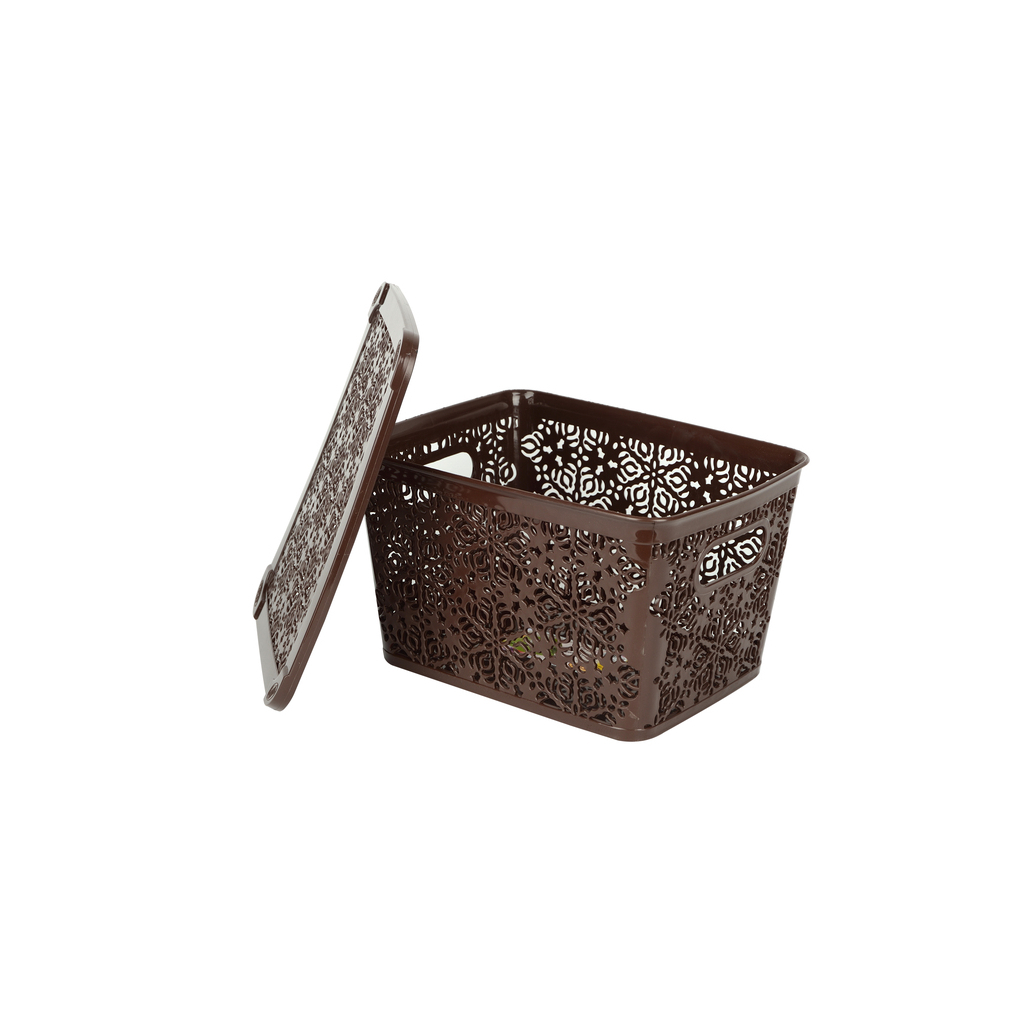 Кошик для зберігання Violet House 0402 №2 Ажур з кришкою Coffee 7 л (0402 №2 Ажур COF з/кр. 7 л) - изображение 3