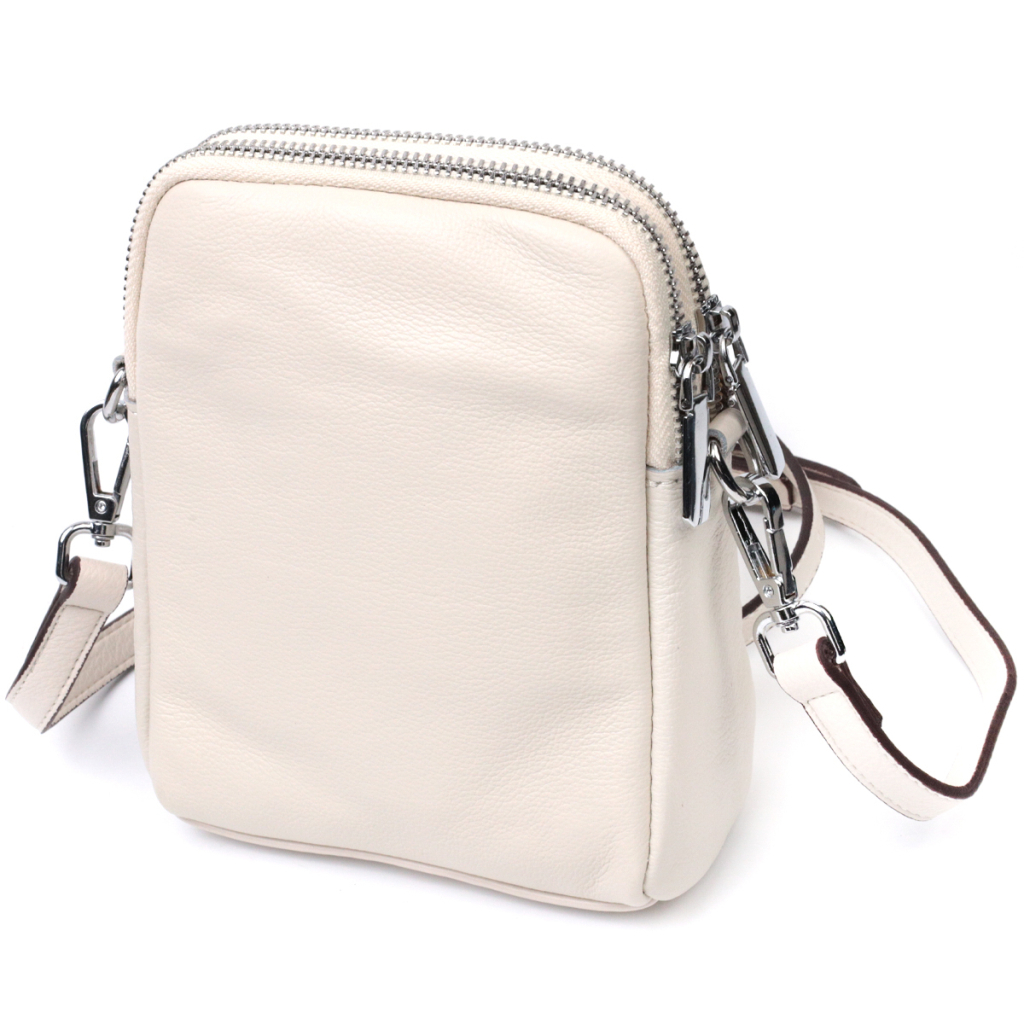 Сумка Vintage Жіноча невелика вертикальна на два відділення з натуральної шкіри Біла (22401) - зображення 2