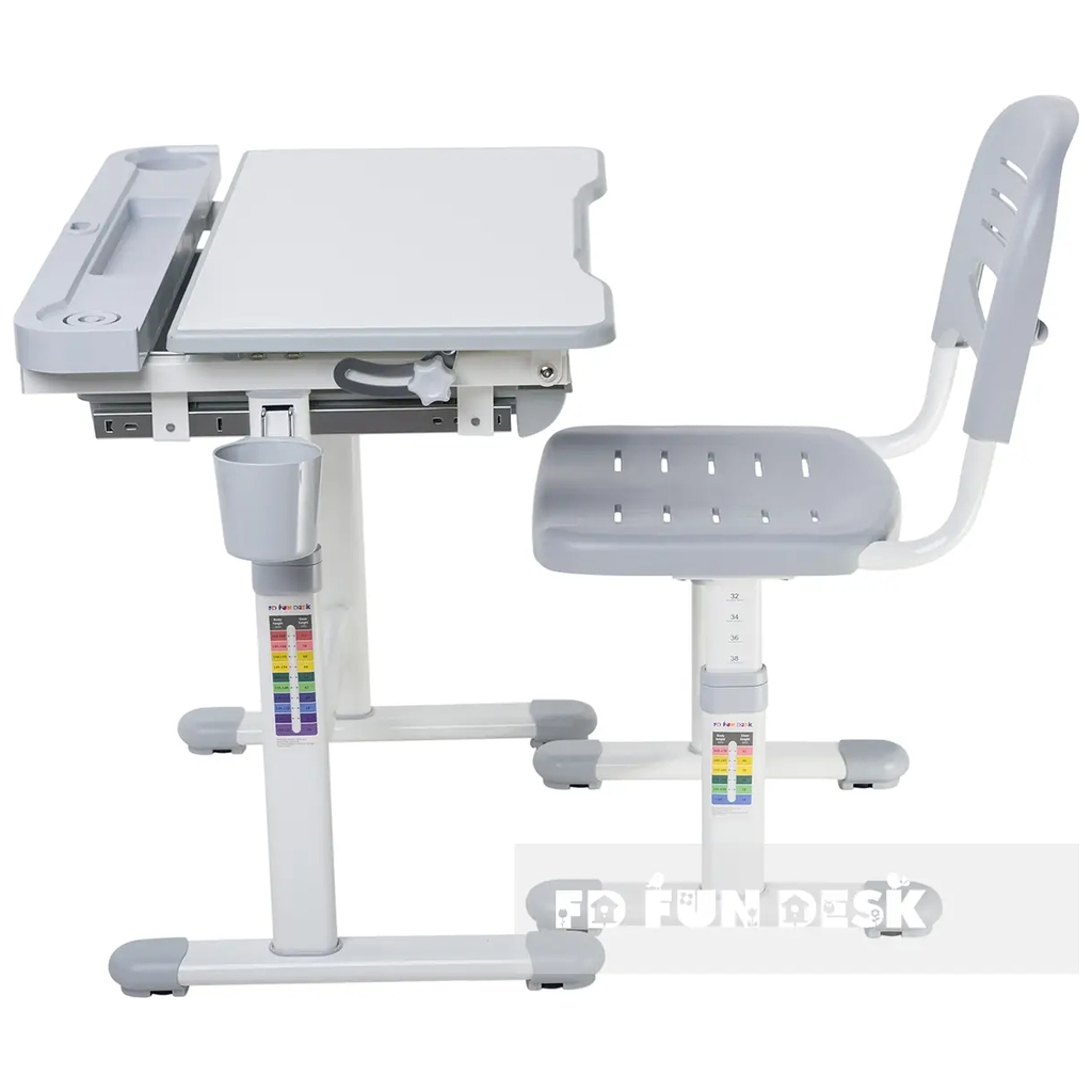 Парта зі стільцем FunDesk Cantare Grey - зображення 3